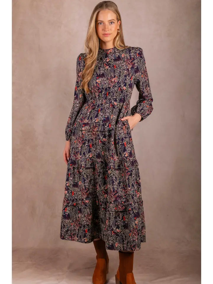 Georgette Mock Neck Maxi