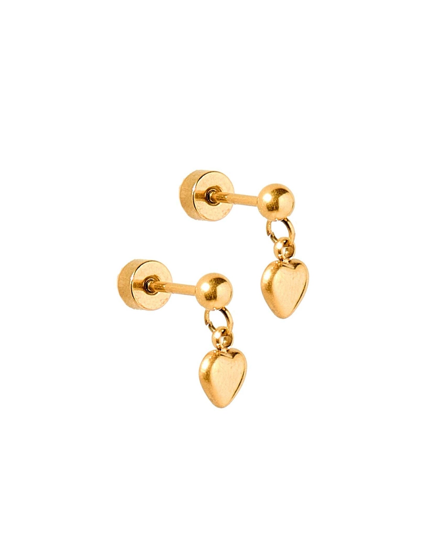 Screwback Stud Earrings - Millie Heart Gold