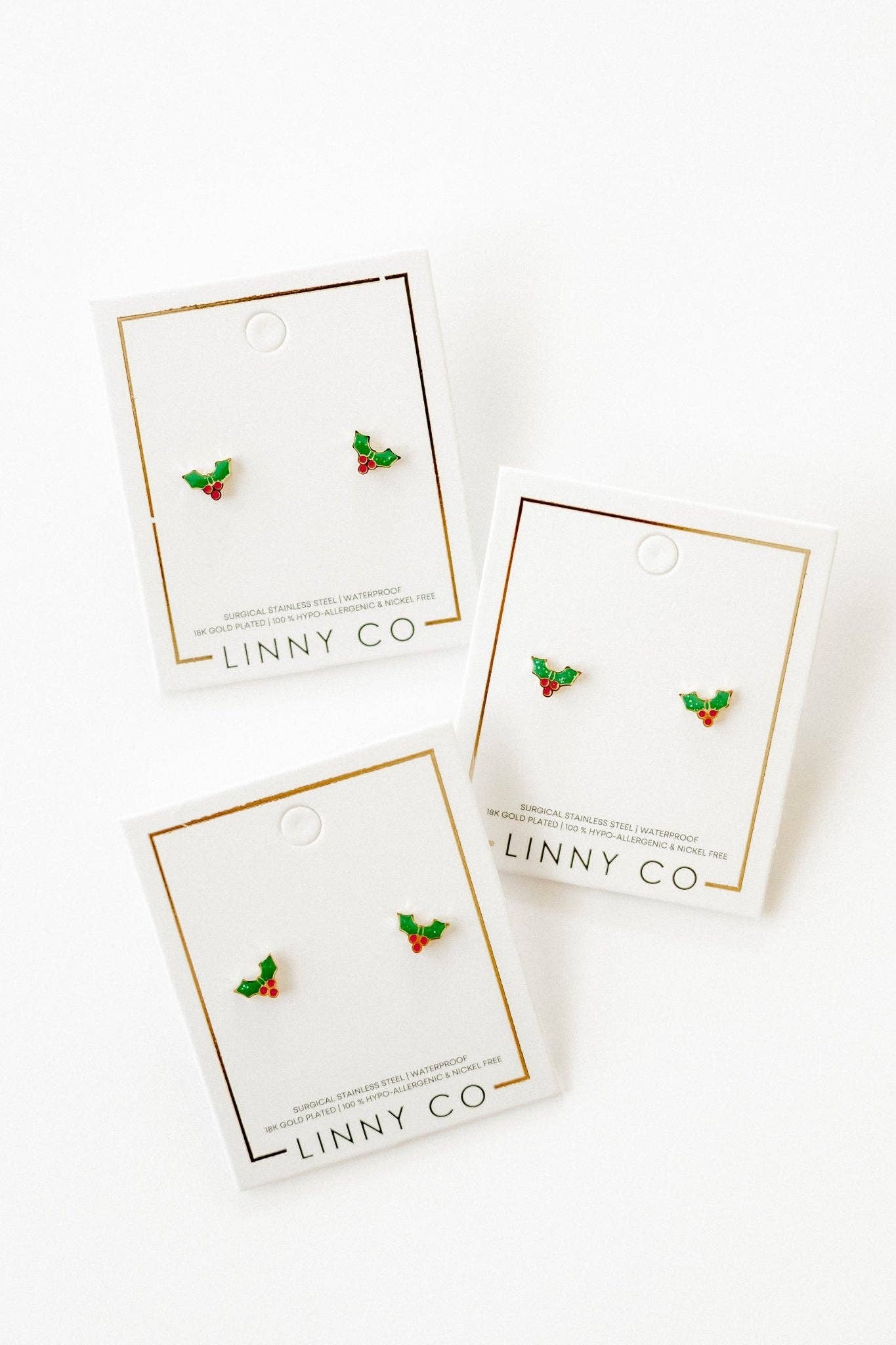 Screwback Stud Earrings - Holly Berry