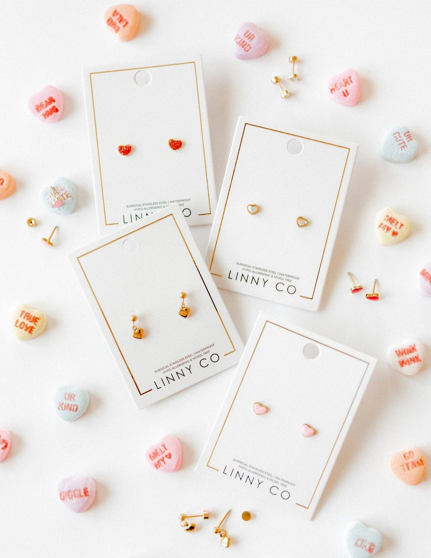 Screwback Stud Earrings - Millie Heart Gold