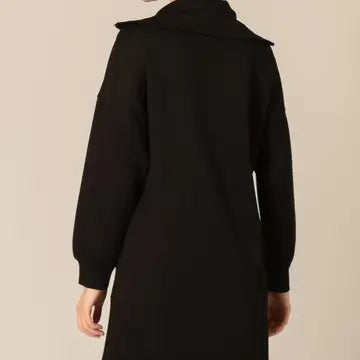Black P.Chill Butter Model Quarter Zip Up Long Sleeve Dress
