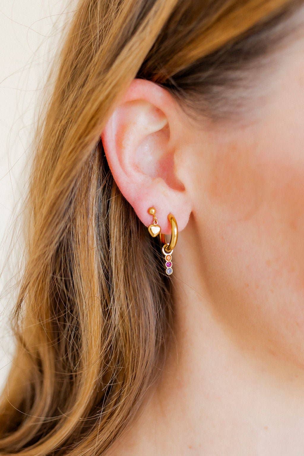 Screwback Stud Earrings - Millie Heart Gold