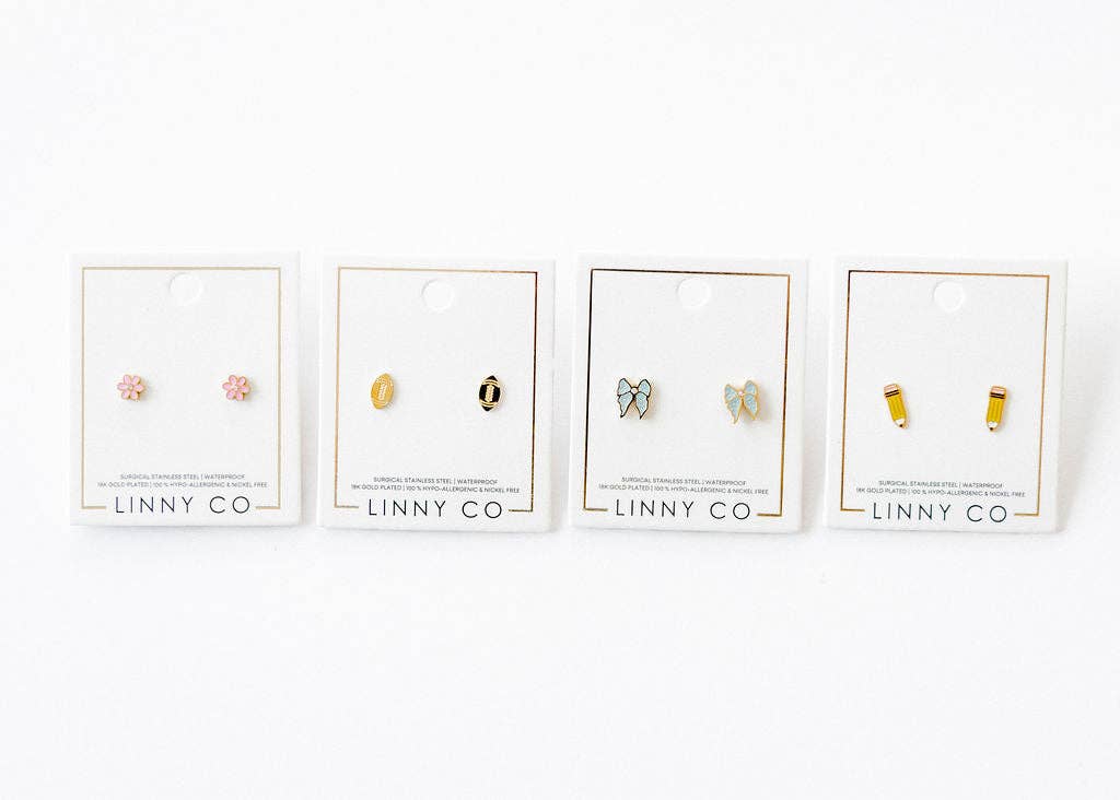 Screwback Stud Earrings - Football