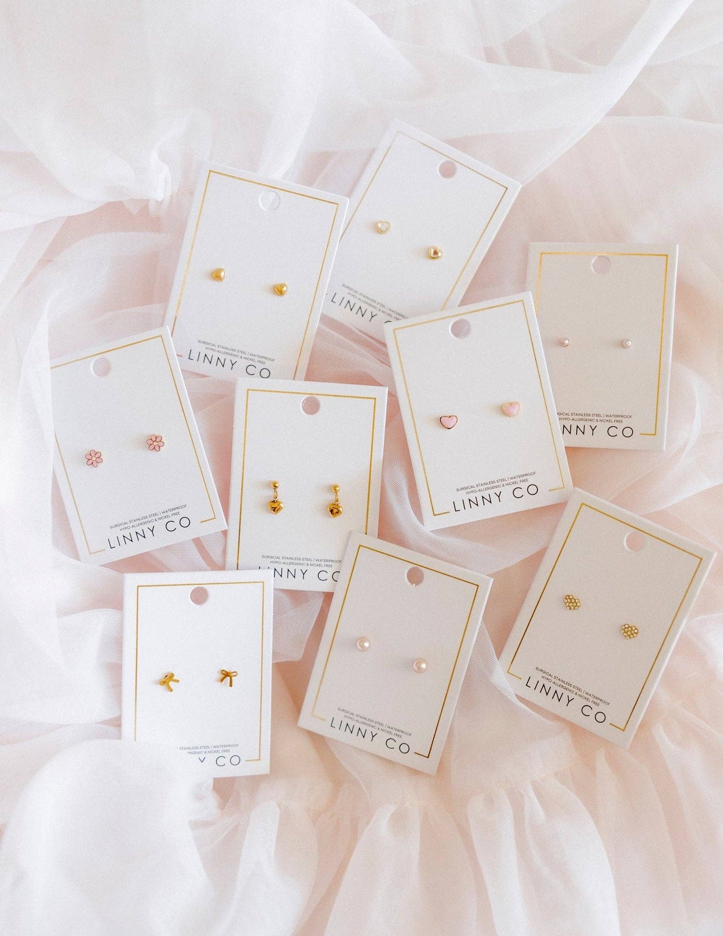 Screwback Stud Earrings - Nora Heart Pink