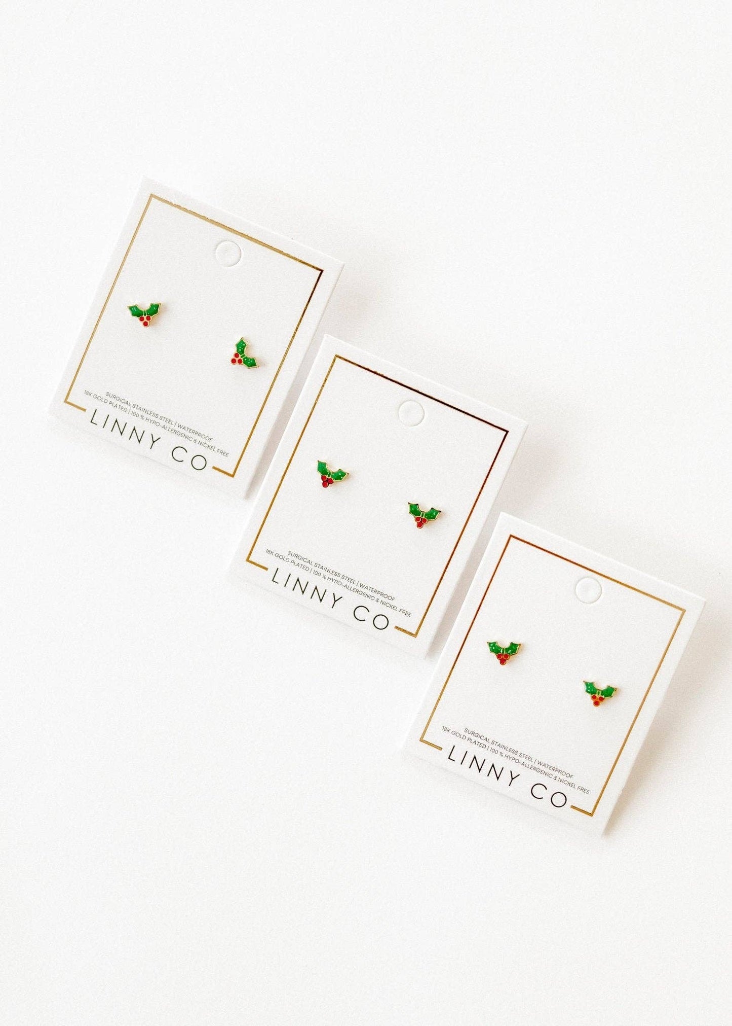 Screwback Stud Earrings - Holly Berry