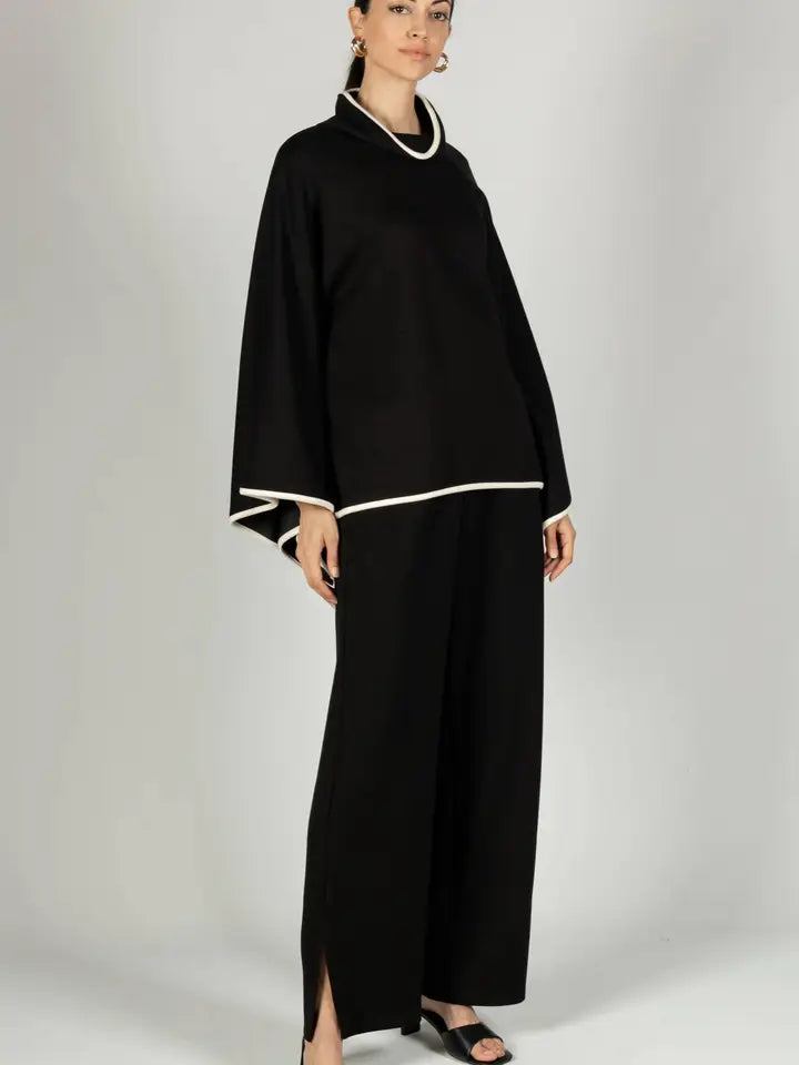 Black P.Chill Cowl Neck Poncho