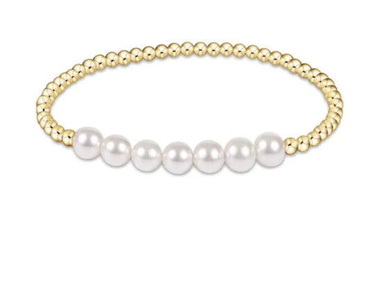 Classic Gold Beaded Bliss 3mm Bead Bracelet- 6mm Pearl