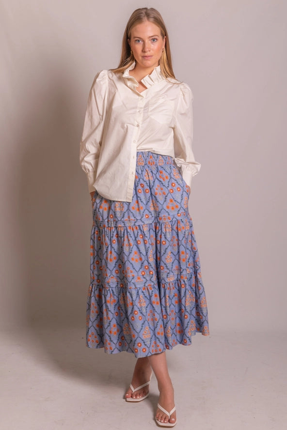 Cream Ruffle Collar Button Up