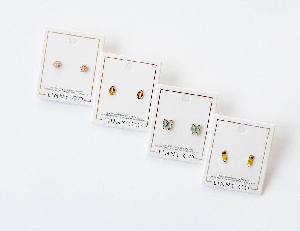 Screwback Stud Earrings - Football