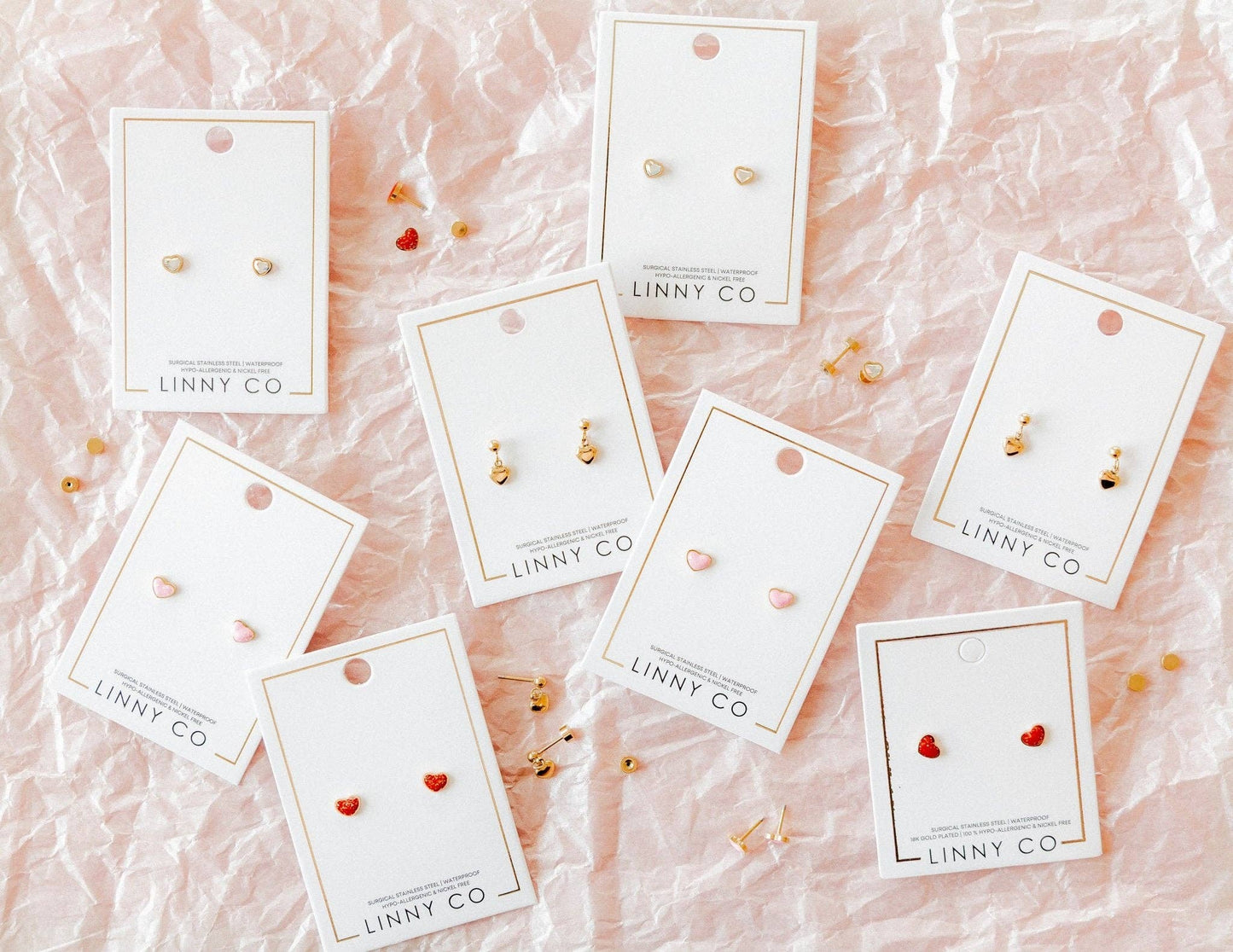 Screwback Stud Earrings - Millie Heart Gold