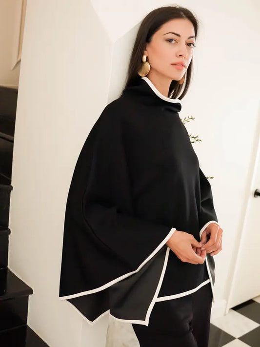 Black P.Chill Cowl Neck Poncho
