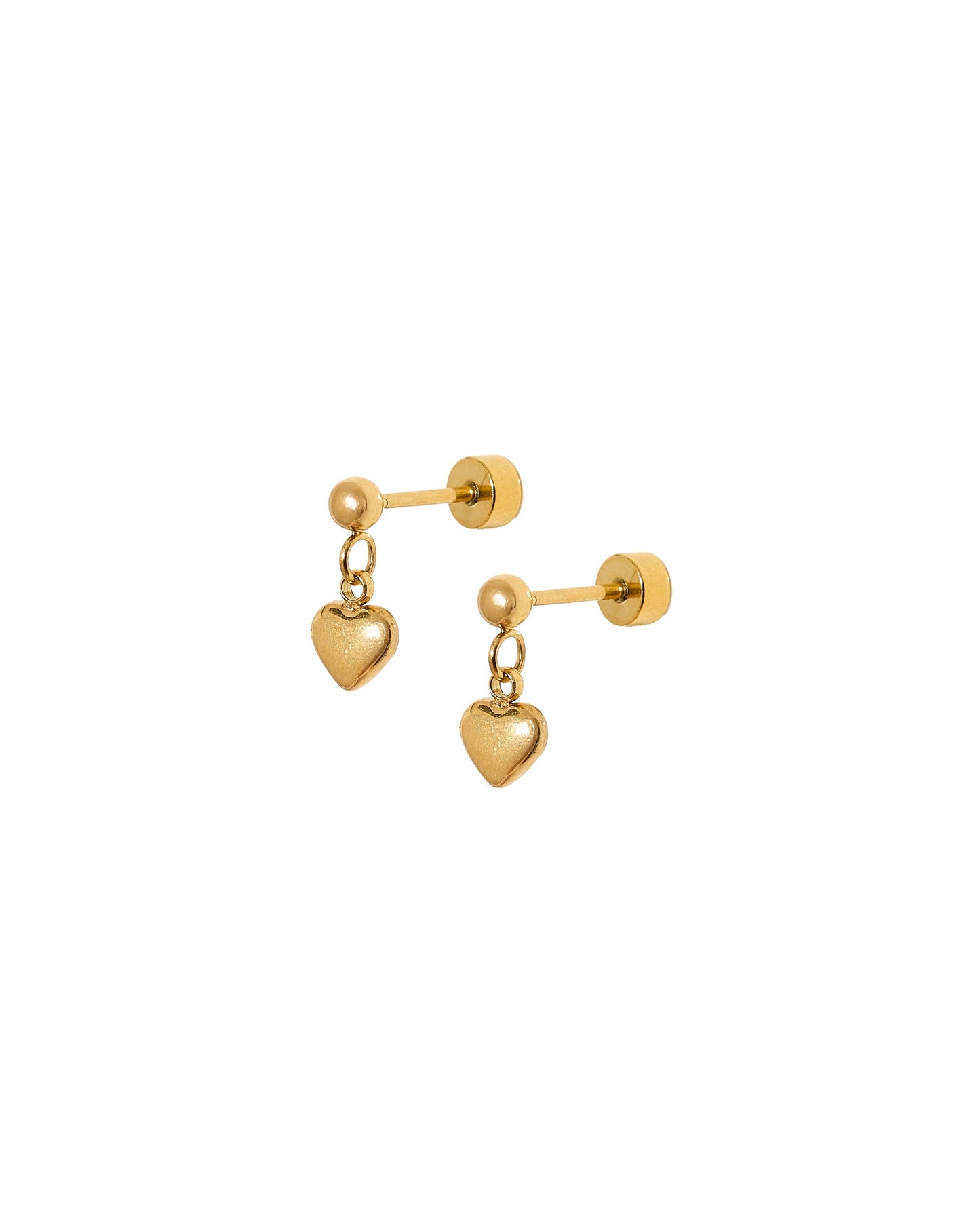 Screwback Stud Earrings - Millie Heart Gold