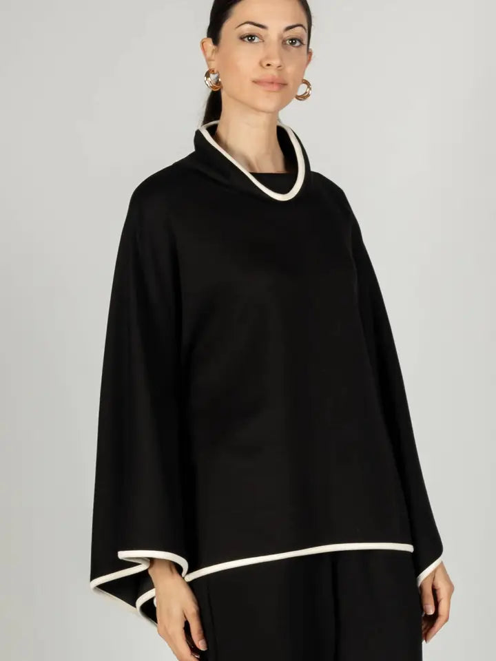 Black P.Chill Cowl Neck Poncho