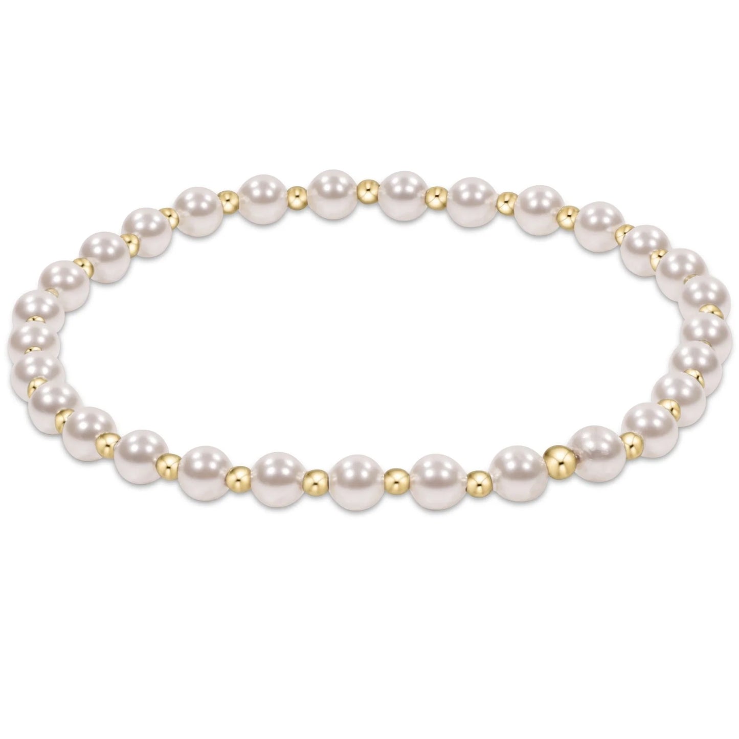 Pearl Grateful Pattern 4mm Bead Bracelet- 6mm Gold