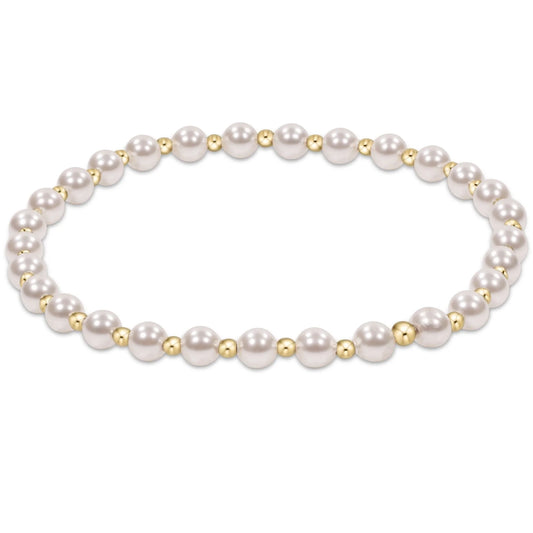 Pearl Grateful Pattern 4mm Bead Bracelet- 6mm Gold