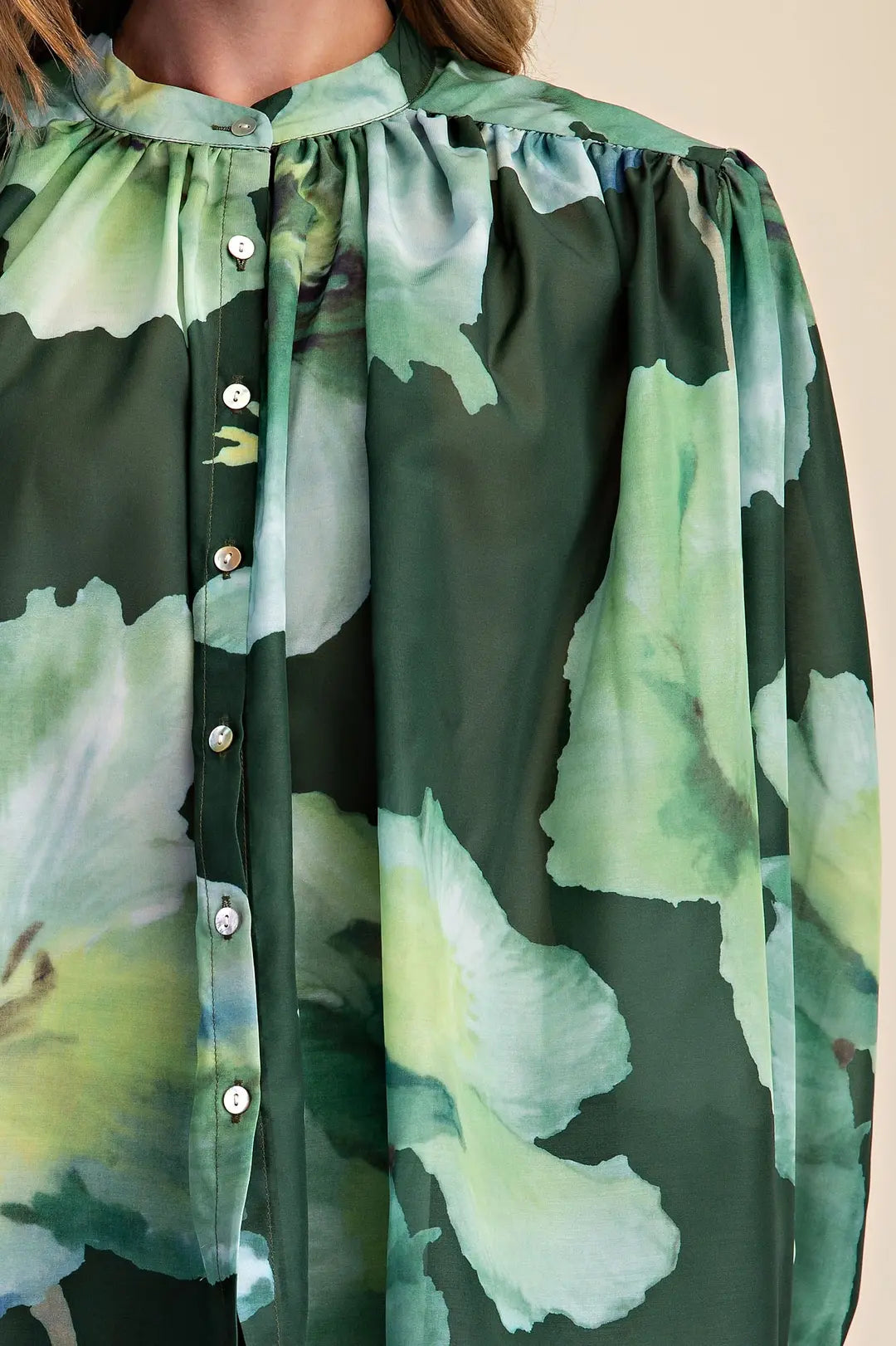 Voluminous Floral Print Blouse
