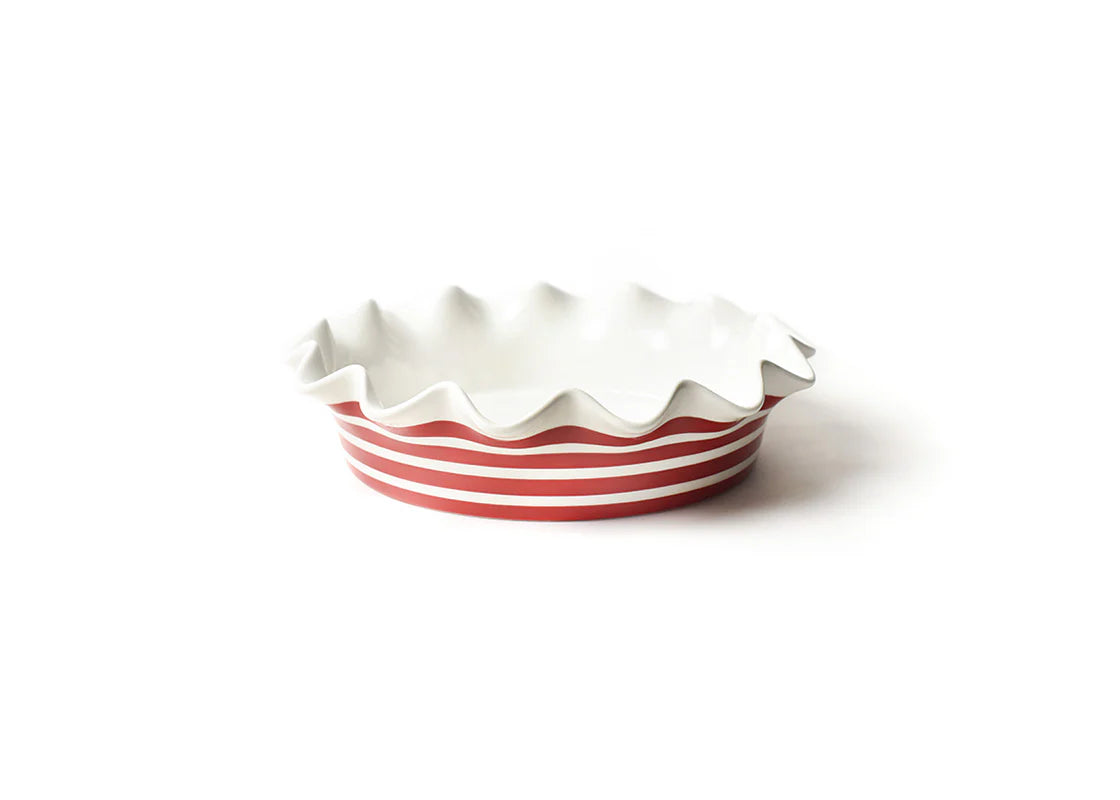 Red Striped Ruffle Pie Dish